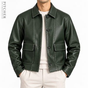 Wholesale <b>Genuine</b> Leather Jacket Mens Bomber Jacket Custom Logo Private Label US Sizes S-XXL Factory - Product Image 1