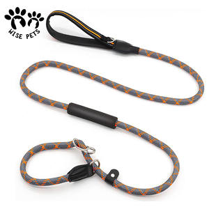 Correa para mascotas redonda reflectante de nailon trenzado duradero con mango suave para mascotas, cuerda para deportes al aire libre, correa para perros con logotipo de goma - Product Image 4