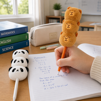 Stylo à bille unique à 3 niveaux en forme de peluche, stylo poupée Panda Capybara doux, fournitures scolaires en gros
