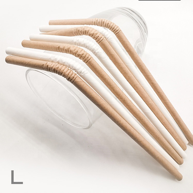 Wholesale Food Grade 4 Layer Flexible Bendable Paper Straws Eco-friendly Disposable Straw Custom Logo Bendy Paper Straw