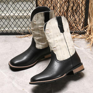 Botas de Moda para Hombre, Estilo Vintage, de Cuero, hasta la Pantorrilla, con Bordado, Botas Vintage para Adultos, de Cuero PU, para Hombre y Mujer - Product Image 4