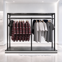 Étagère murale en métal noir pour magasin de vêtements, panneau perforé, support à chaussures, rail de suspension, CE ETL, vente en gros pour boutiques