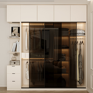 Armoire de dressing en bois personnalisable pour chambre à coucher, miroir réglable, garde-robe, organisation de rangement pour villas et chambres - Product Image 5