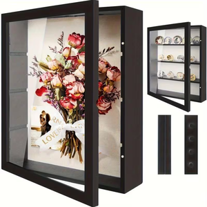 Produttore di cornici in legno personalizzate, cornici moderne quadrate per esposizione commemorativa, cornici a cassetta in legno nero. - Product Image 1