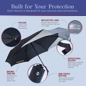 High Density Pongee Fabric Reflective Strip Sun Protection <b>Automatic</b> Open Large Canopy Custom Classic Travel Folding <b>Umbrella</b> - Product Image 3