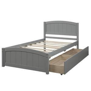 DB Twin Size Cama de metal con plataforma con dos cajones grises - Product Image 4