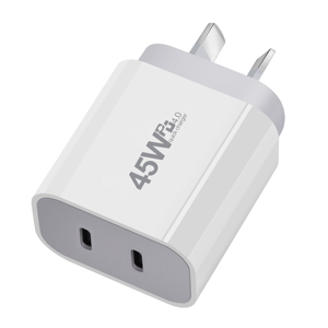 <span class=keywords><strong>Cargador</strong></span> USB C Gan de 45W PD 3.0, Carga Rápida Tipo C, Doble Puerto, Enchufe EU US UK AUS, Adaptador de <span class=keywords><strong>Cargador</strong></span> de Pared para iPhone, Samsung, Laptop - Product Image 4