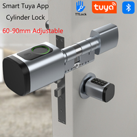 Serrure de porte électronique intelligente Tuya TTLock avec déverrouillage par empreinte digitale biométrique, carte RFID, mot de passe, application, clé, Bluetooth