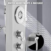 Colonne de douche LED réglable en acier inoxydable 304 chromé avec pommeau de pluie et jets massants