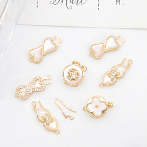 Heart Shape Mother Of Pearl Clasp For <b>Bracelet</b> Making DIY Jewelry Accessories 14K Gold Plated <b>Copper</b> Findings - Product Image 4