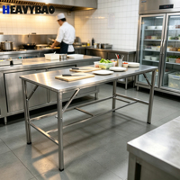 Équipement de cuisine commerciale Heavybao, table de travail pliable multifonctionnelle en acier inoxydable pour restaurant, table de travail en acier inoxydable démontable
