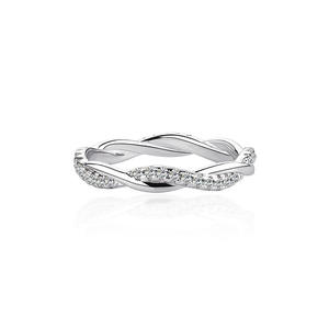Anillo de boda de moissanita de Plata de Ley 925, corte redondo de 1,3mm con vástago giratorio, diseño de moda de eternidad completa, promesa de joyería - Product Image 3