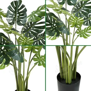 Artificial Decoration China Plant Deliciosa Variegata Real Touch Leaf Variegated Fake Decor Monstera Tree