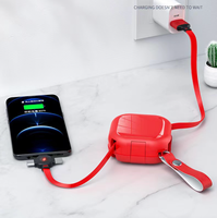 Câble de charge rétractable en forme de croix 3 en 1, charge rapide avec support de lanière, rangement facile, synchronisation des données universelle, logo personnalisé