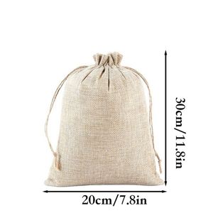 Grand sac en toile de jute 20x30cm personnalisable, sac en corde de jute, pochette d'emballage cadeau, idéal pour la décoration de Noël et le stockage des grains - Product Image 2