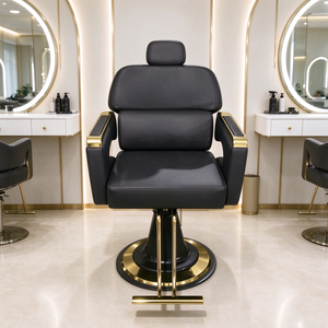 Luxury Black Gold Barber <b>Chair</b> Heavy Duty Hydraulic Reclining Salon <b>Chair</b> PU Leather Barbershop Hair Cutting <b>Chair</b> - Product Image 3