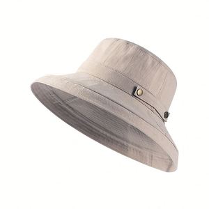 Sombrero de Pescador para Mujer, 100% Algodón, Transpirable, Resistente al Viento, Color Sólido, para Viajes y Compras al Aire Libre - Product Image 5