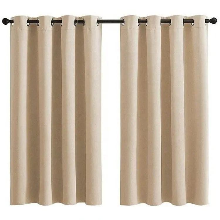 Solid Classical Double-side Antiglare Lightproof Black Silk Polyester Fabric Window Custom Curtains for LivingRoom Curtain