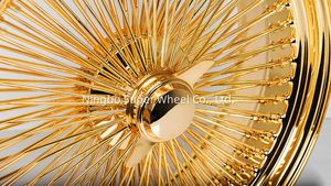 גלגלי רכב חישוקי תיל בצבע זהב מלא, דגם Cross Lace, מתאימים לדגמי MG MGA MGB, במידות 13x7, 14x6, 14x7, 17x9, 13, 14, 15, 16, 17, 18, 20, 22 אינץ', עם 72, 80, 100, 150 חישורים. - Product Image 3