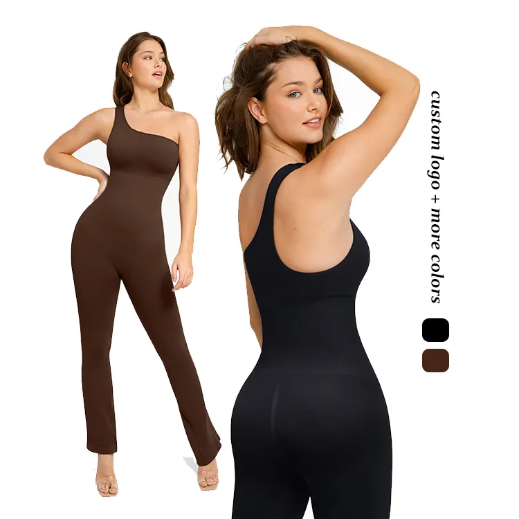 wholesale Custom slimming tummy control seamless catsuit jumpsuit fitness bodysuit women gym yoga one piece jumpsuit for women