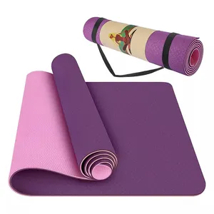 Hoge Kwaliteit Fitness Gym Mat Afdrukken Custom Yoga Mat Tpe Met Bandjes Fabrikanten
