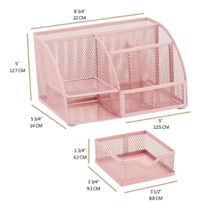 Desk Organizer Pink Office Desk Accessories Supplies Office Storage Desktop Pencil <b>Pen</b> Holder with Drawer Home Workspace - Product Image 2