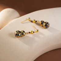 TANGPEI Boucles d'oreilles en céramique et alliage doré bleu pour femme, bijoux fantaisie