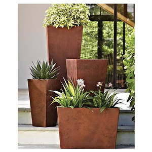 Jardinière de fleurs en acier, carré moderne - Product Image 1