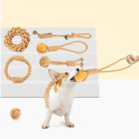 Ensemble de jouets à mâcher en corde de coton avec balle en TPR et anneau de poignée, vente en gros