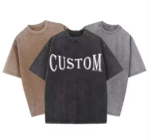 T-shirt en coton surdimensionné personnalisé pour homme, manches courtes, col rond, imprimé lettres, coupe décontractée, respirant, tricoté, écoresponsable - Product Image 1
