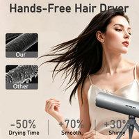 Sèche-cheveux portable sur pied 1200W, séchage rapide, haute vitesse, réduit les frisottis, mains libres, idéal pour les voyages