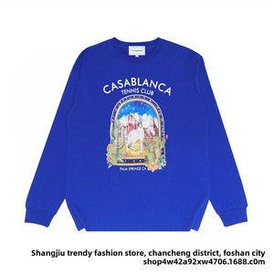 T-shirt a maniche lunghe in cotone 250g, girocollo, casual, minimalista, vestibilità ampia, con stampa Fantasy Portal, stile streetwear europeo-americano - Product Image 1