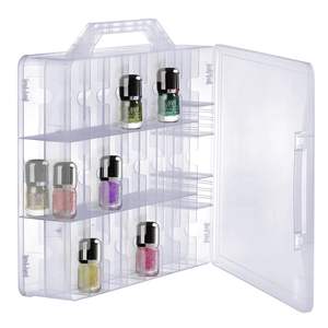 Boîte de rangement pour vernis à ongles à 48 compartiments, organisateur transparent pour gel UV, support portable double face en plastique avec poignée - Product Image 4