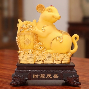 Cadeau d'entreprise pour le Nouvel An <span class=keywords><strong>2020</strong></span>, figurine de <span class=keywords><strong>rat</strong></span> décorée de 12 signes <span class=keywords><strong>du</strong></span> zodiaque chinois, en résine plaquée or, peinte à la main, artistique - Product Image 1