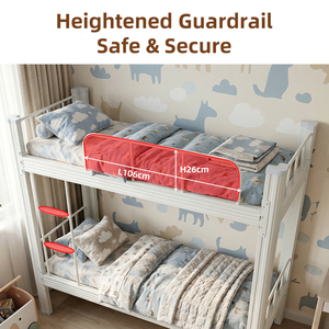 Durable Closed Profile Cold Rolled Steel Single <b>Bed</b> Frame Safety Guardrail Stable Kid Metal <b>Bed</b> For Modern Home Children Bedroom - Product Image 5