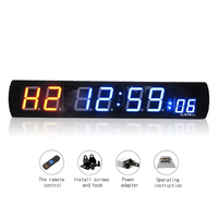 Jam dinding LED 8 digit layar besar 4 "edisi khusus Timer Gym latihan Interval terpasang di dinding dengan Remote Control