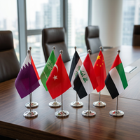 Ensemble de drapeaux de table triangulaires personnalisés, drapeaux imprimés par sublimation, support de drapeau en acier inoxydable pour bureau et conférence