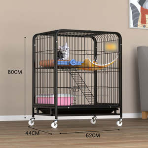 Ağır büyük katlanabilir Metal kedi yavru gelincik kafes 360 döner tekerlekler muhafaza ile evcil hayvan oyun parkı rampa merdivenler hamak - Product Image 3