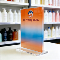 Support de Table en Acrylique Transparent en Forme de T, Double Face, avec Logo Personnalisé, pour Restaurant, Magasin de Détail, Menu, Liste de Prix
