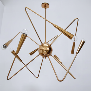 Candelabro Sputnik contemporáneo de 8 brazos, lámpara de latón en forma de estrella de cristal de Murano blanco cálido, 3000K CCT E12 para el hogar, Villa, Hotel - Product Image 1