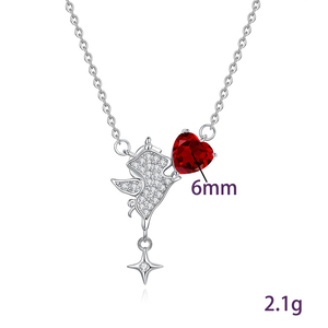 Collar con Colgante de Caballo Pequeño de Anime con Topacio Azul de 6mm, Plata de Ley 925, Joyería Fina para Niñas, Regalo de Cumpleaños - Product Image 6