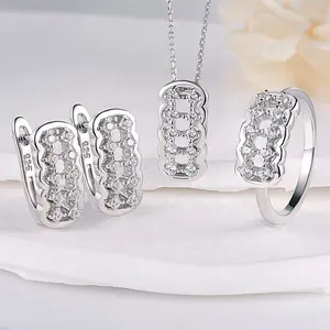 guangzhou zircon aaaaa korean earring tennis jewelry set wedding