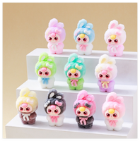 Figurines 3D de lapins floqués Kawaii pour bureau, collection de jouets pour enfants, sacs surprises mystères, figurines mignonnes, cadeaux