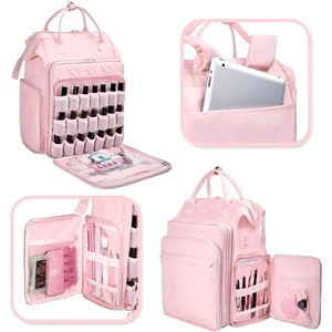 Sac de rangement pour vernis à ongles, sac à dos de <span class=keywords><strong>voyage</strong></span>, fermeture éclair, design pliable, polyester imperméable, port de charge USB, 3L+ - Product Image 2
