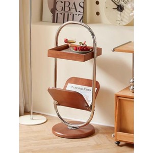 Mesa Auxiliar Vintage de Madera Maciza, Mini Mesa de Sofá con Estante de Almacenamiento, Estilo de Lujo Ligero, Mesa de Centro Móvil - Product Image 3