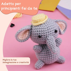 Kit de crochet 2025 pour débutants et adultes, lot de matériel pour poupée éléphant en <span class=keywords><strong>tricot</strong></span>, lot de matériel de crochet fait main, bricolage animal - Product Image 3