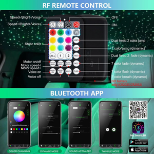 Kit de plafonnier de voiture à double couleur 20W, effet scintillant, fibres optiques RGBW, lumières étoilées pour voiture avec Bluetooth et télécommande - Product Image 6