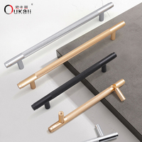 Oukali Offres Spéciales moderne Simple armoire poignée en alliage d'aluminium moleté boutons cuisine armoire tiroir tirer poignées