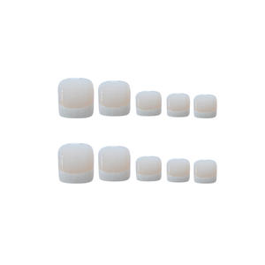 24 Stuks Nep Naakt Draagbare Nagels Verwijderbare Zomer Franse Manicure Stickers Vierkante Patroon Teennagel Manicure 24 Stuks - Product Image 4