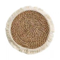 Set de table rond en paille tressée avec franges, épais, isolant thermique, en corde de chanvre tissée, protection de vaisselle, style européen